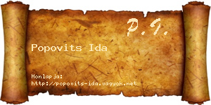 Popovits Ida névjegykártya